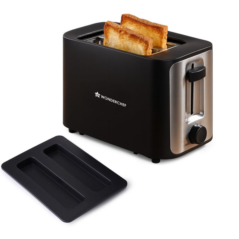Wonderchef Roma 2-Slice Pop-up Toaster with Lid Cover Black