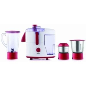 USHA Jmg 0500Xj3 Juicer Mixer Grinder with 3 Jars (Red/White), 500 Watts