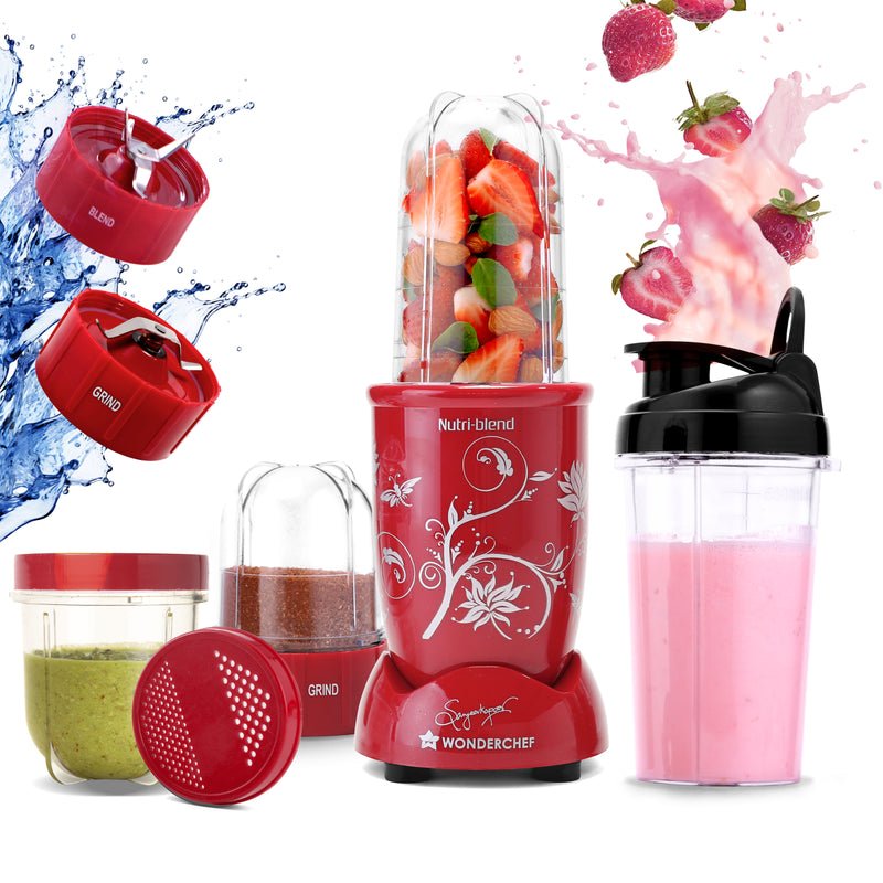 Wonderchef Nutri-blend 500W Mixer Grinder 3 Jars Red