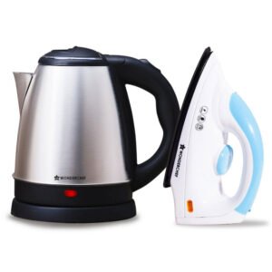 Wonderchef Crescent Kettle + Dry Iron Festive Gift Combo 1.5L 1000W