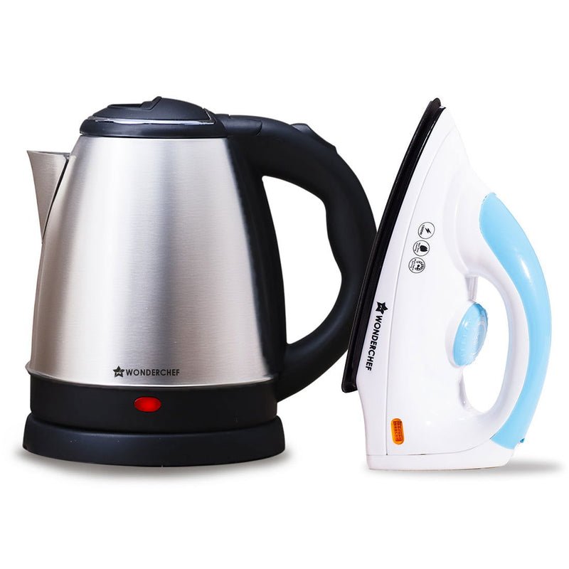 Wonderchef Crescent Kettle + Dry Iron Festive Gift Combo 1.5L 1000W