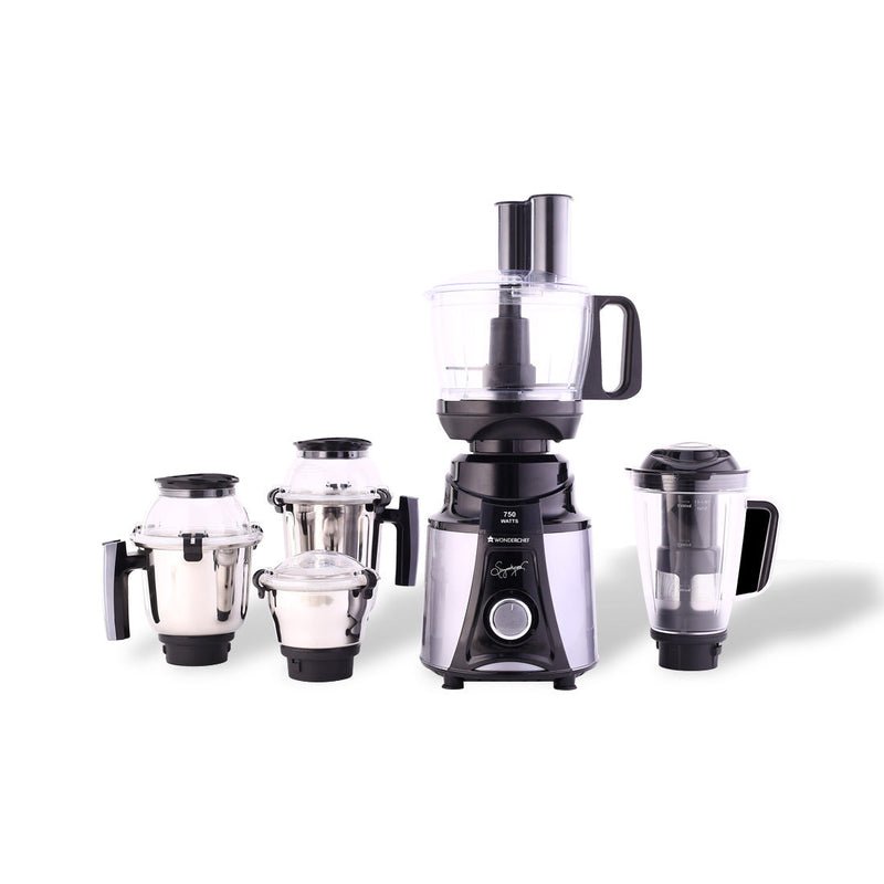 Wonderchef Galaxy Food Processor 750W Mixer Grinder 4 Jars Black & Grey