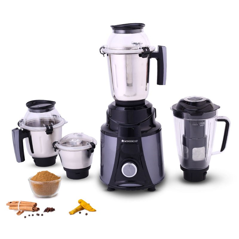 Wonderchef Galaxy Mixer Grinder 750W 100% Copper Motor Black & Grey 4 Jars