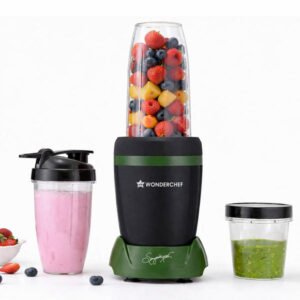 Wonderchef Nutri-Blend Turbo 750W Mixer Grinder Blender Smoothie Maker 3 Jars Black & Green