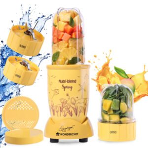 Wonderchef Nutri-blend Spring Mixer Grinder Blender & Smoothie Maker 500W 2 Jars Yellow